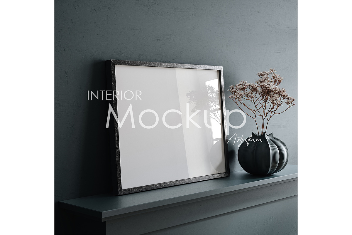 Frame mockup in home interior, a Print Template by Artjafara