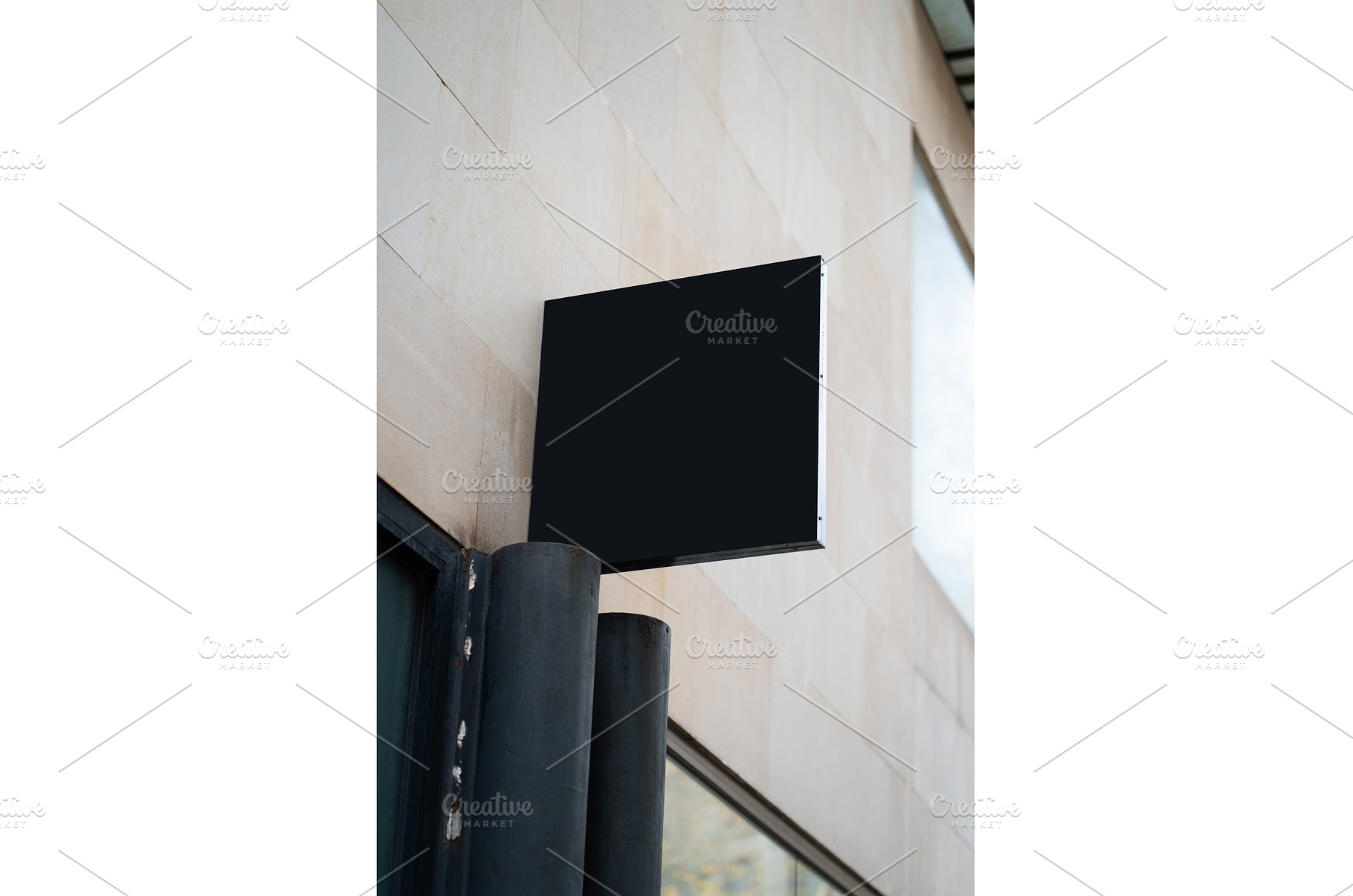 Blank black shop sign mockup on, an Architecture Photo by volodymyrshtun13795