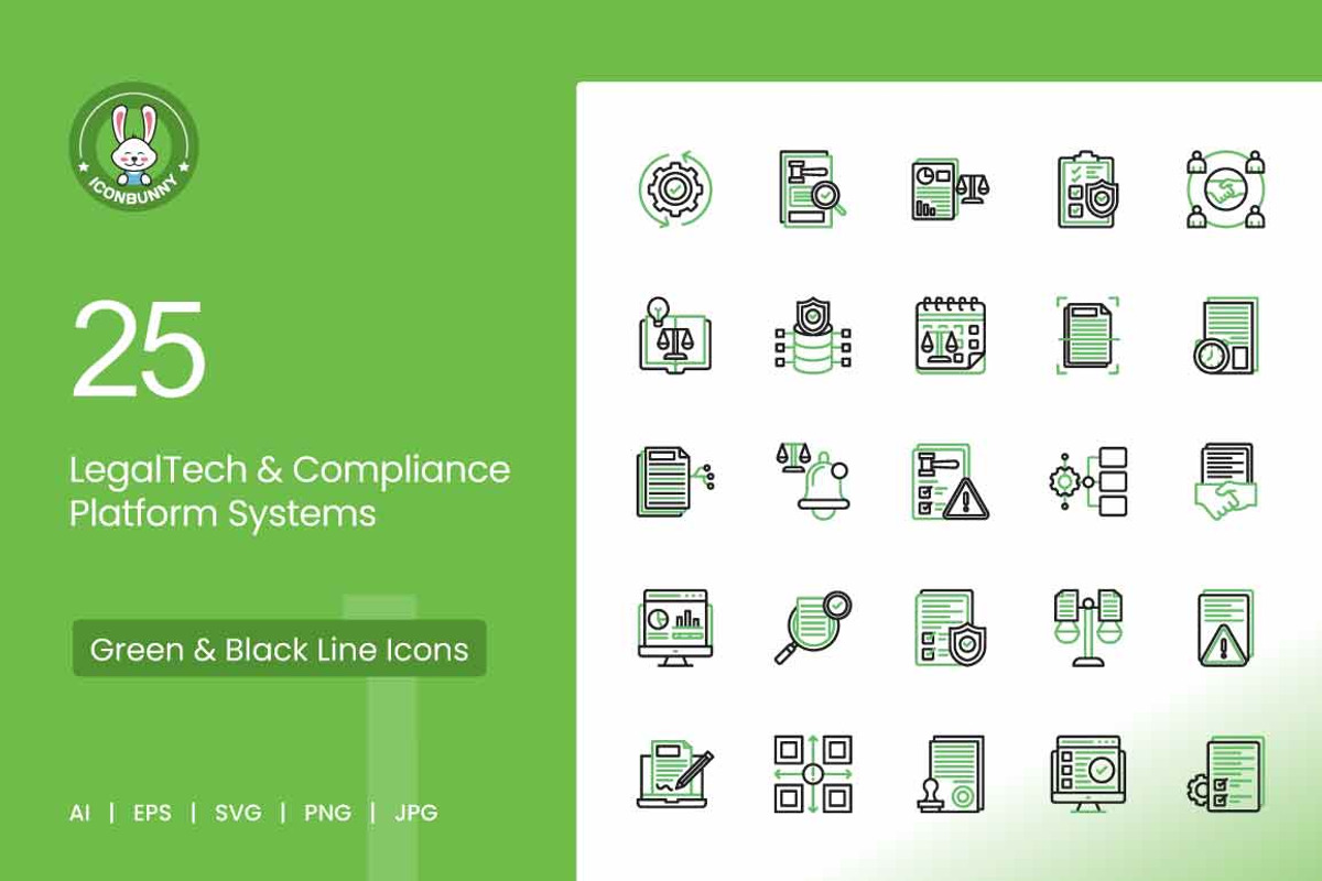 25 LegalTech & Compliance Icons., an Outline Icon by IconBunny (Photo 1 of 2)