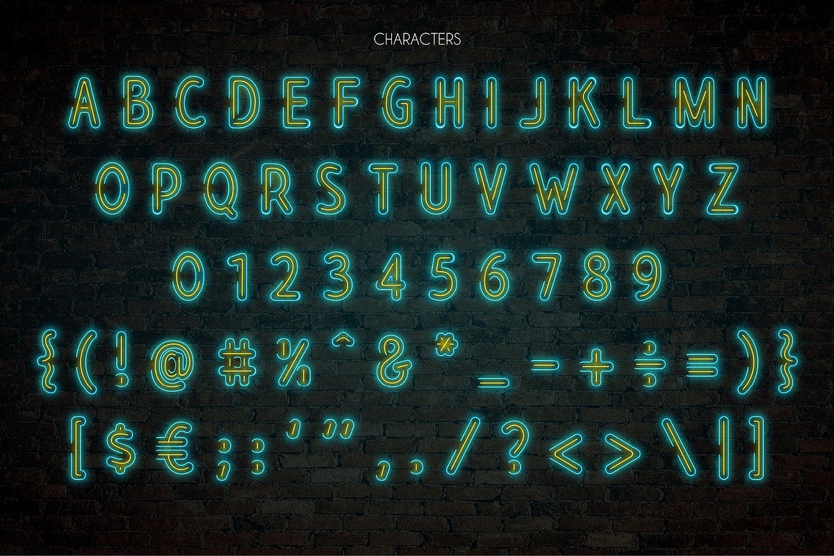 Realistic Neon SVG Font Pack preview 2