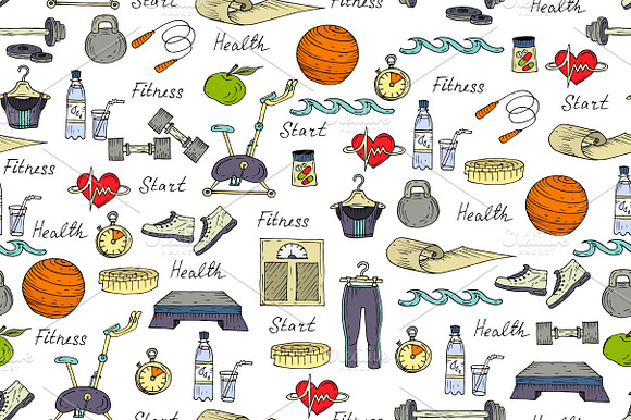 Pattern with symbols of fitness preview 2