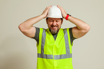 worker in a vest and white helmet, a Person Photo by Photostock