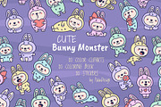 Bunny Monster Clipart Set, an Animal Illustration by Palau (Thumbnail 1 of 12)
