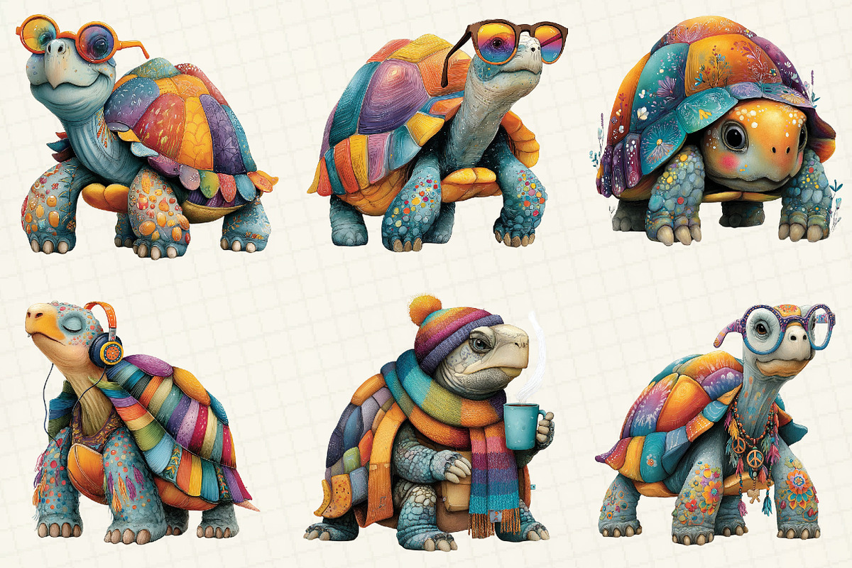 Quirky Tortoise Clipart, an Illustration by DreamCafeArt (Photo 2 of 6)