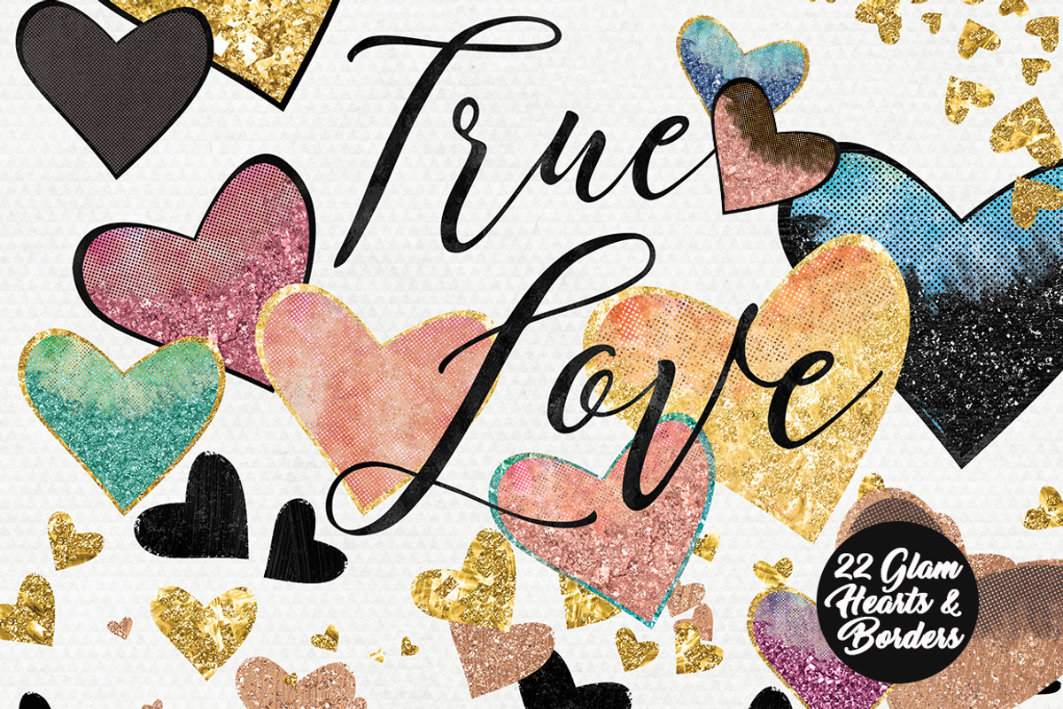 Rose Gold Hearts Glam Love Graphics, a Texture Illustration by ClipartBrat Graphics (Photo 1 of 3)