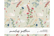 Wetland Wildflower Swan nest pattern, a Pattern Graphic by Milatoo (Thumbnail 1 of 4)