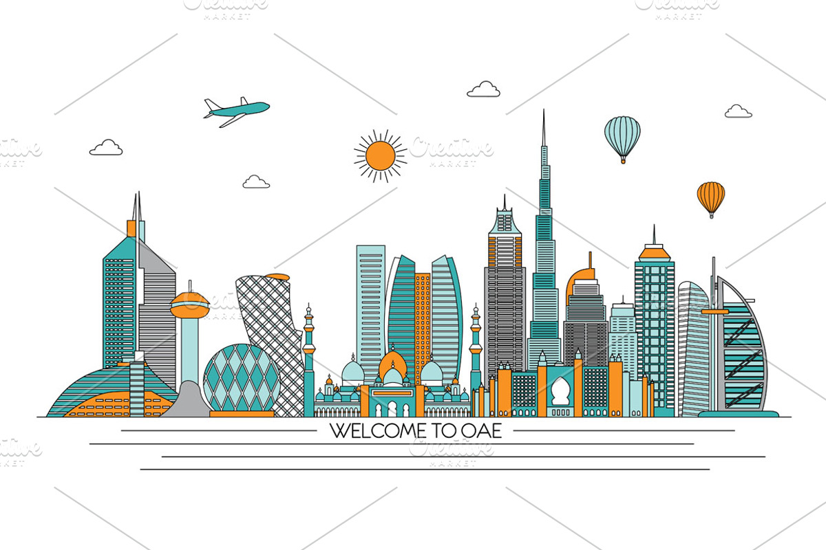 United Arab Emirates skyline, a Work Illustration by LisaKolbasa
