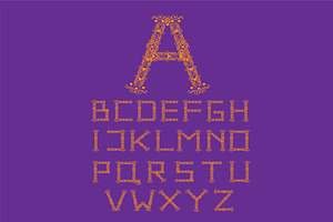 Ornament Fonts Alphabet A - Z Pink