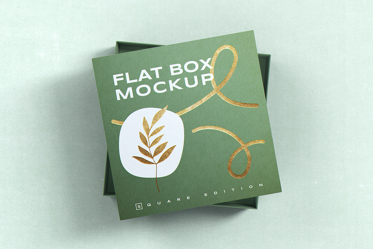 Flat Square Box MockUp, a Cups & Container Mockup by coloformia (Photo 9 of 12)