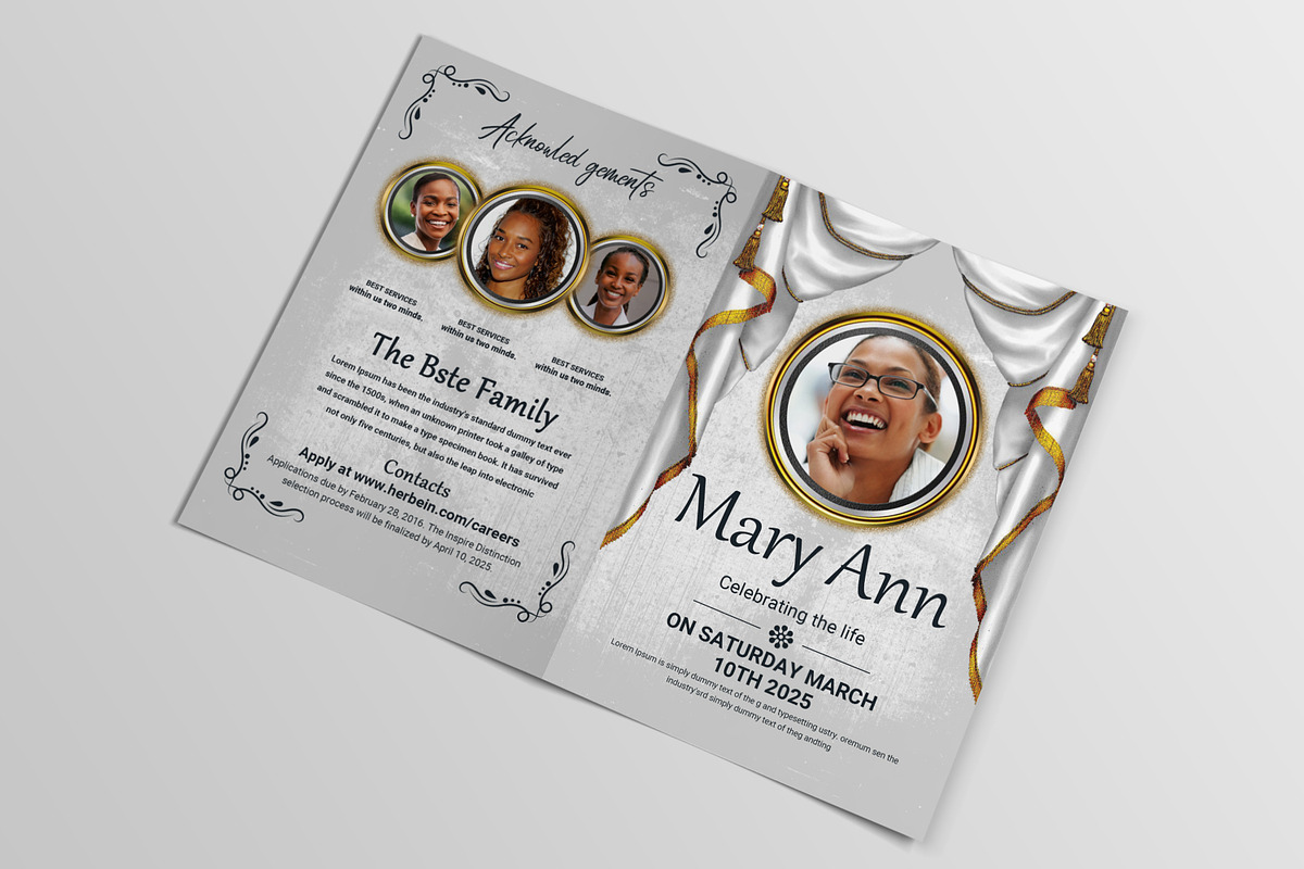Funeral Program Template, a Brochure Template by AfzaalGraphics (Photo 4 of 6)