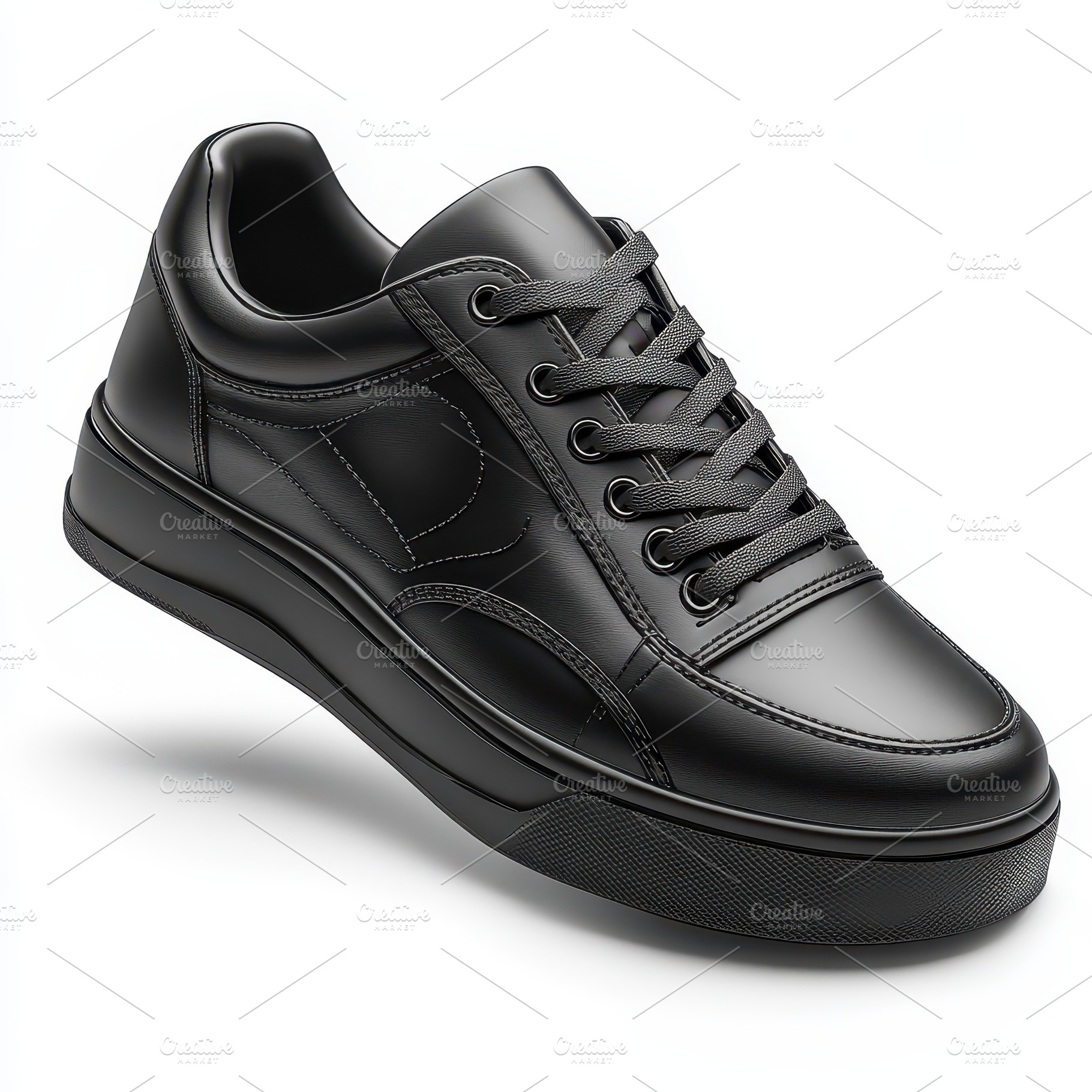 Stylish Black Leather Sneakers Fashi, a Background Photo by Pixeness Studio