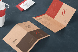 A5 Bi Fold Kraft Paper Flyer Mockups