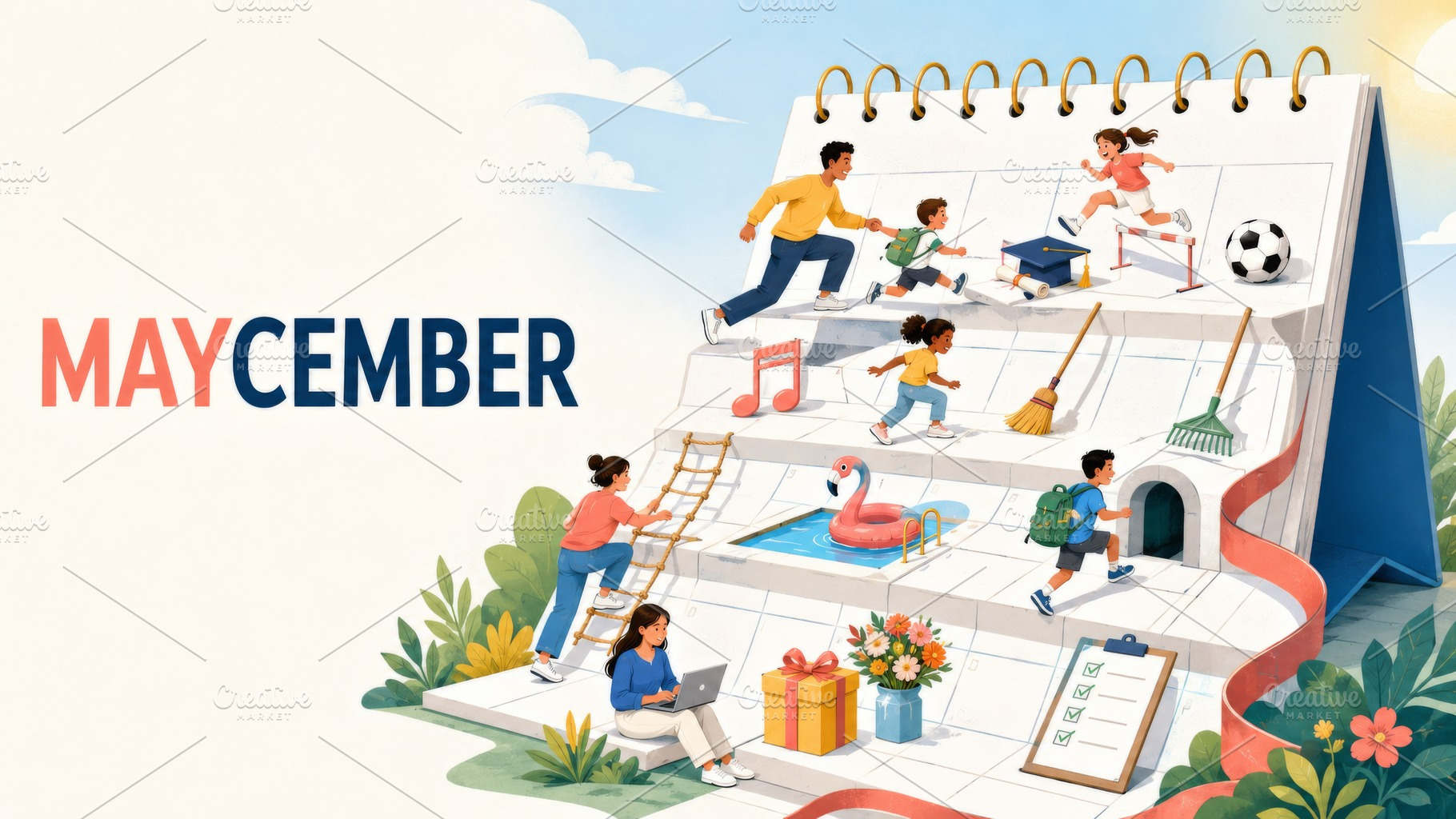 Maycember concept with calendar them, a Photo by Dvoevnore photos