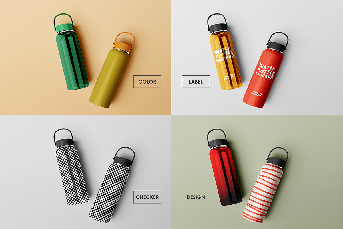 Water Bottle Mockup Set, a Packaging Mockup by Mirachma Project (Photo 5 of 10)