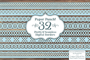 Soft Blue Lace Borders Clipart, an Illustration by Amanda Ilkov