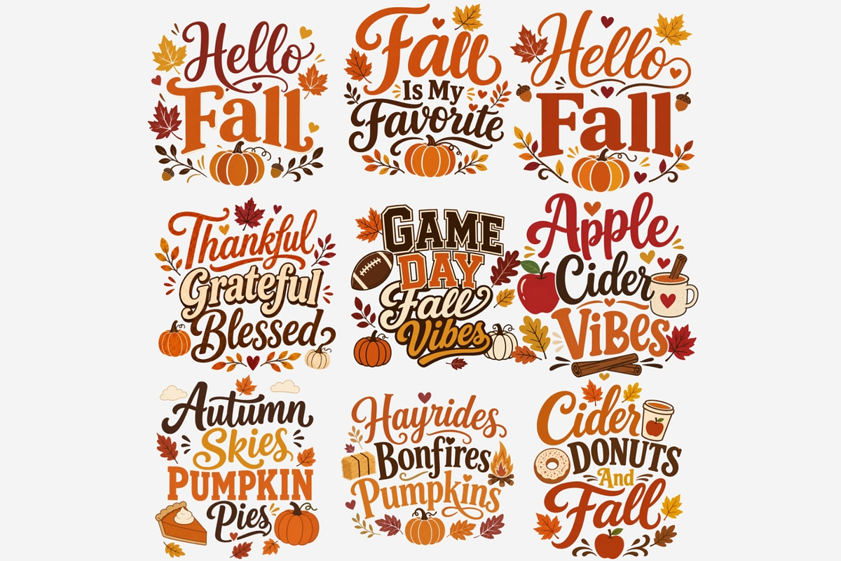 Autumn Phrases PNG Bundle, a Seasonal Illustration by Tanya Kart (Photo 9 of 11)