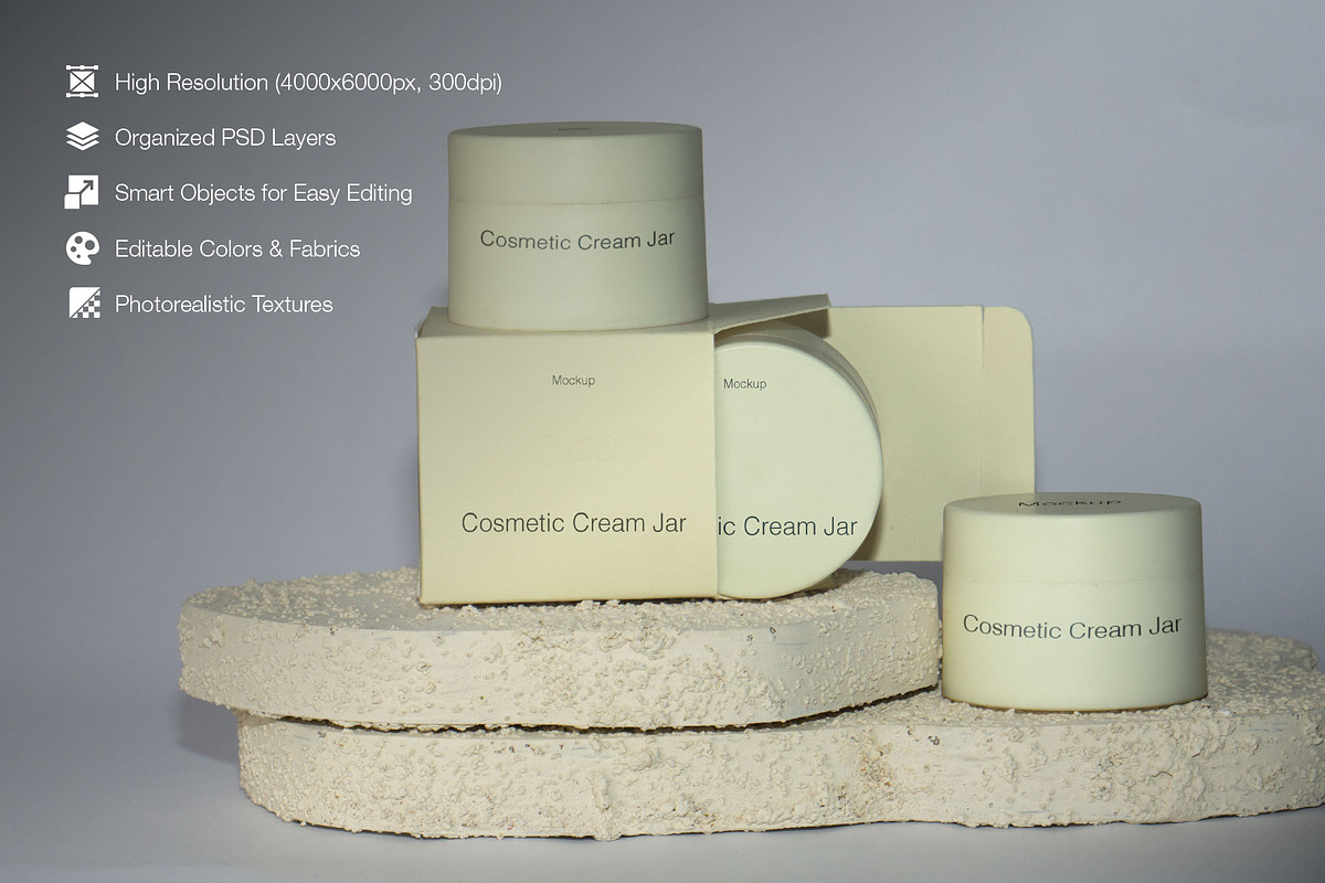 Cosmetic Cream Jar Mockup Kit, a Packaging Mockup by Mocktopia (Photo 3 of 8)