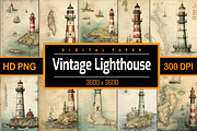 Vintage Lighthouse, a Background Graphic by Printable Treasure (Thumbnail 1 of 7)