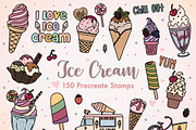 150+ Procreate Ice Cream Stamp Set, a Brush Add-On by SketchQueen (Thumbnail 1 of 7)