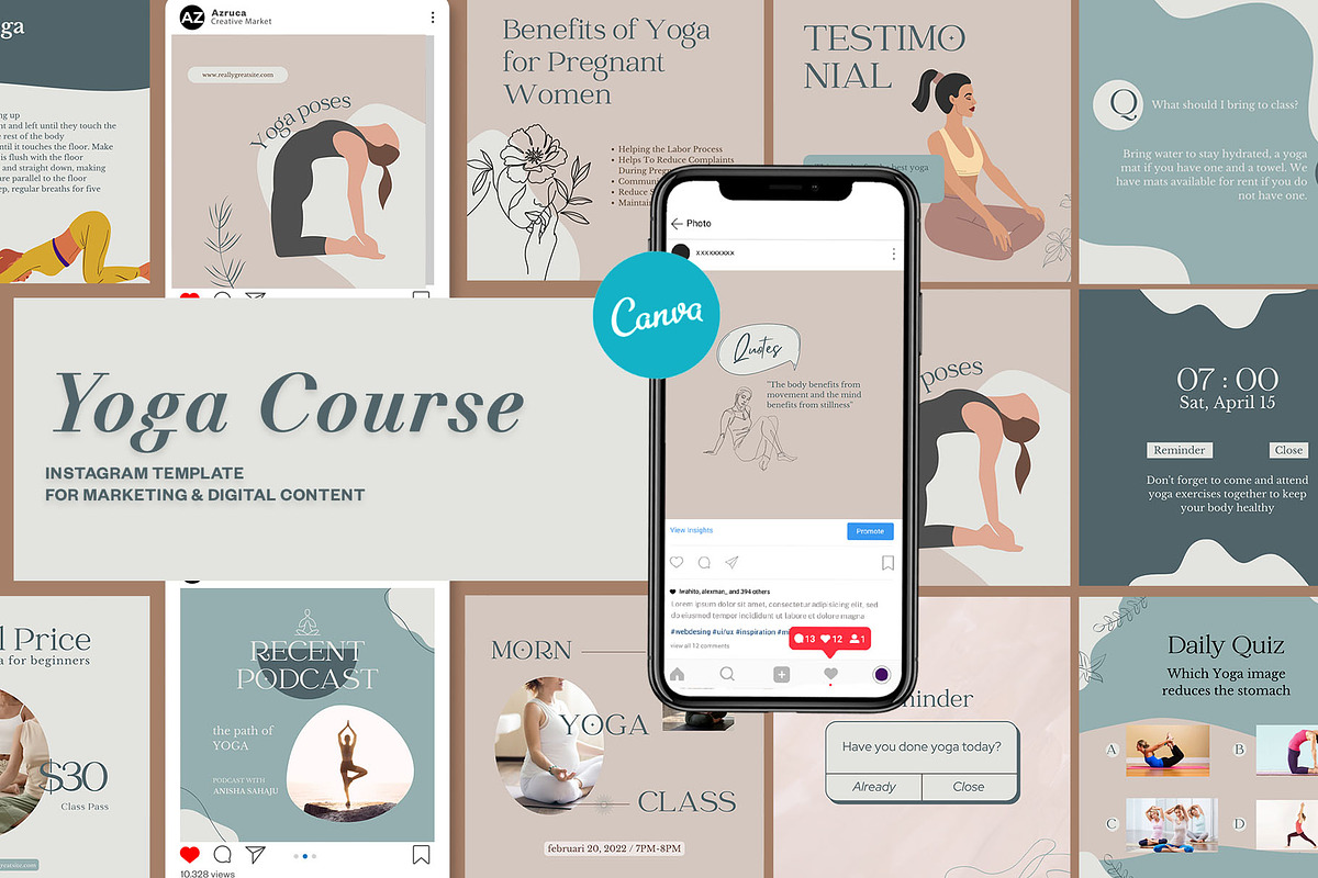 Yoga Instagram | CANVA Template, a Social Media Template by Azruca (Photo 1 of 17)