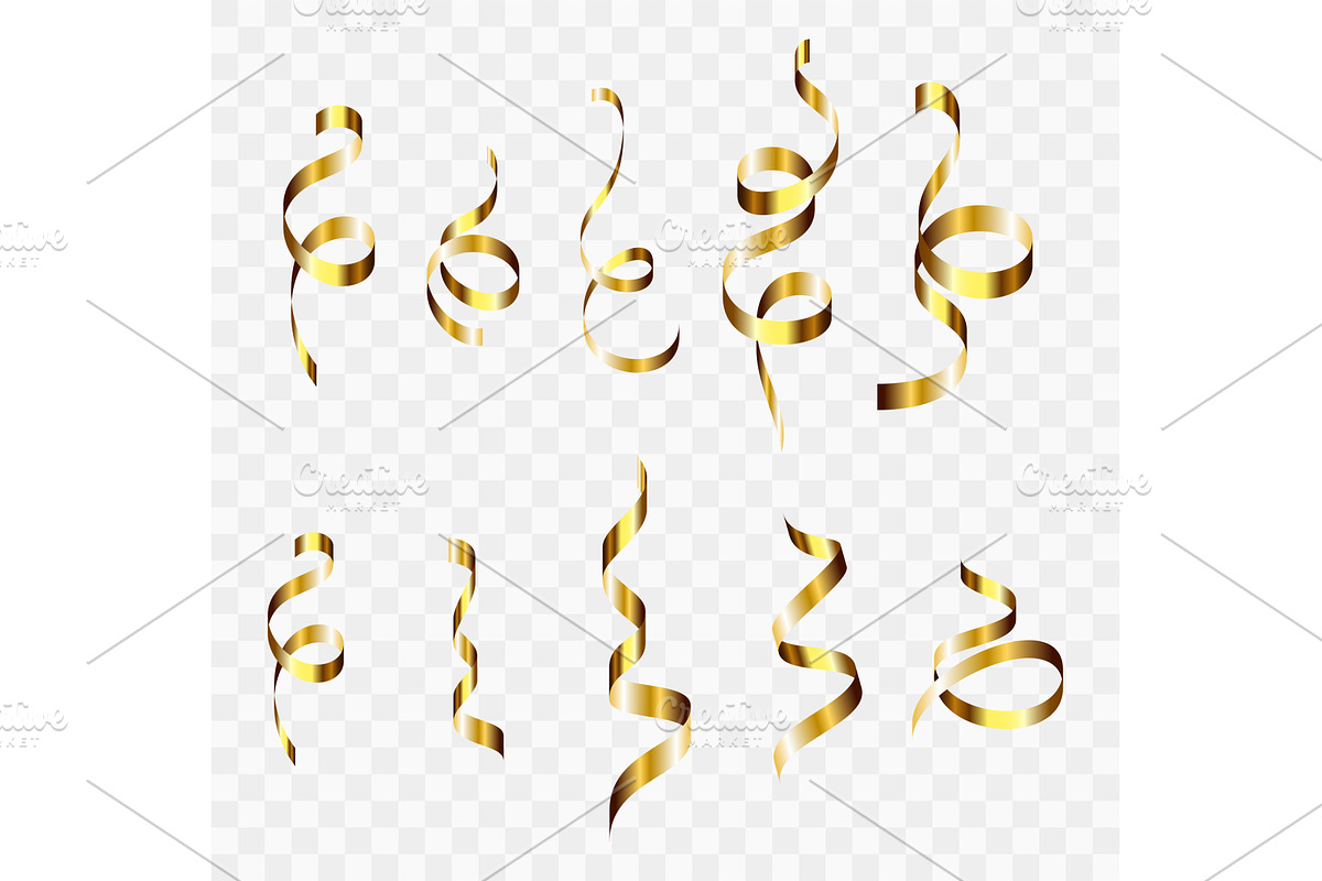 Gold confetti. Serpentine spiral, an Object Illustration by Quarta