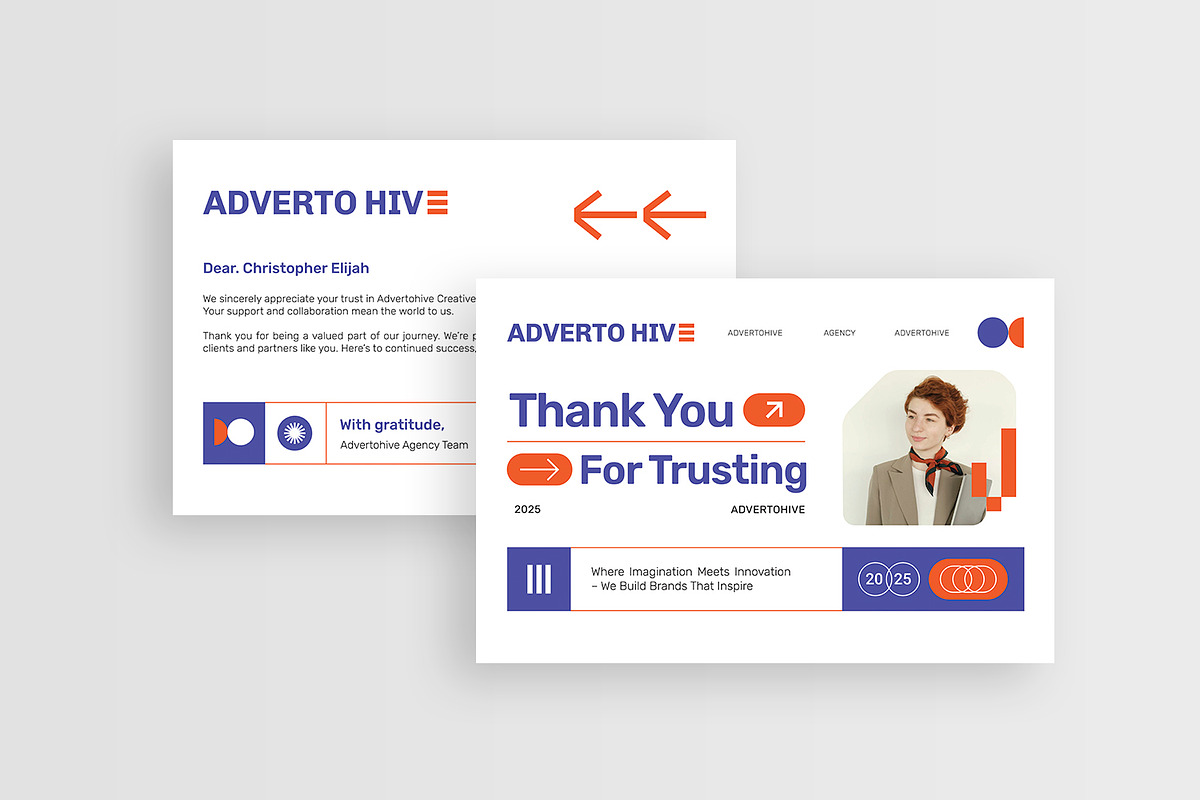 Advertohive Agency - Thank You Card, a Print Template by Esensifiksi.studio (Photo 1 of 3)