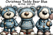 Christmas Teddy Bear Blue Clipart, an Illustration by CraftArtStudio (Thumbnail 1 of 6)
