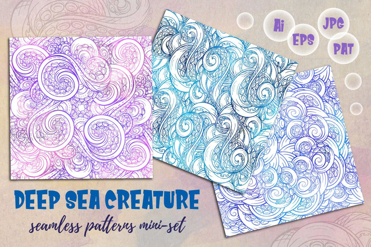 Deep sea creatures seamless patterns, a Pattern Graphic by Graphic Magic