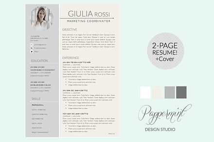 Giulia Rossi Resume Template + Cover