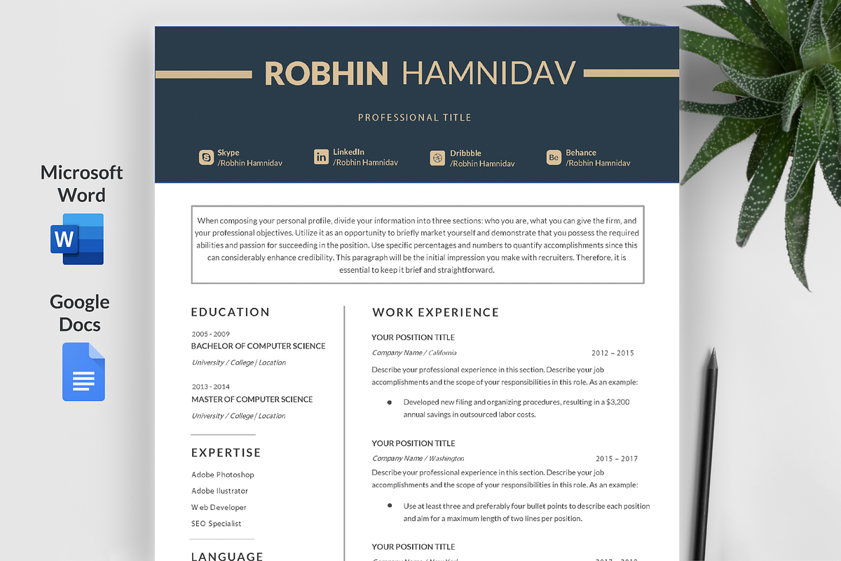 Executive Resume / CV Template, a Resume Template by ResumeFabs (Photo 1 of 8)