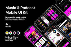 Music & Podcast Mobile UI Kit, an UI Kit Template by flr.24