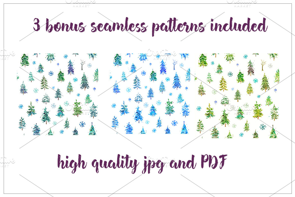 Winter Watercolor Trees Clipart, an Illustration by Inksnthings (Photo 5 of 5)