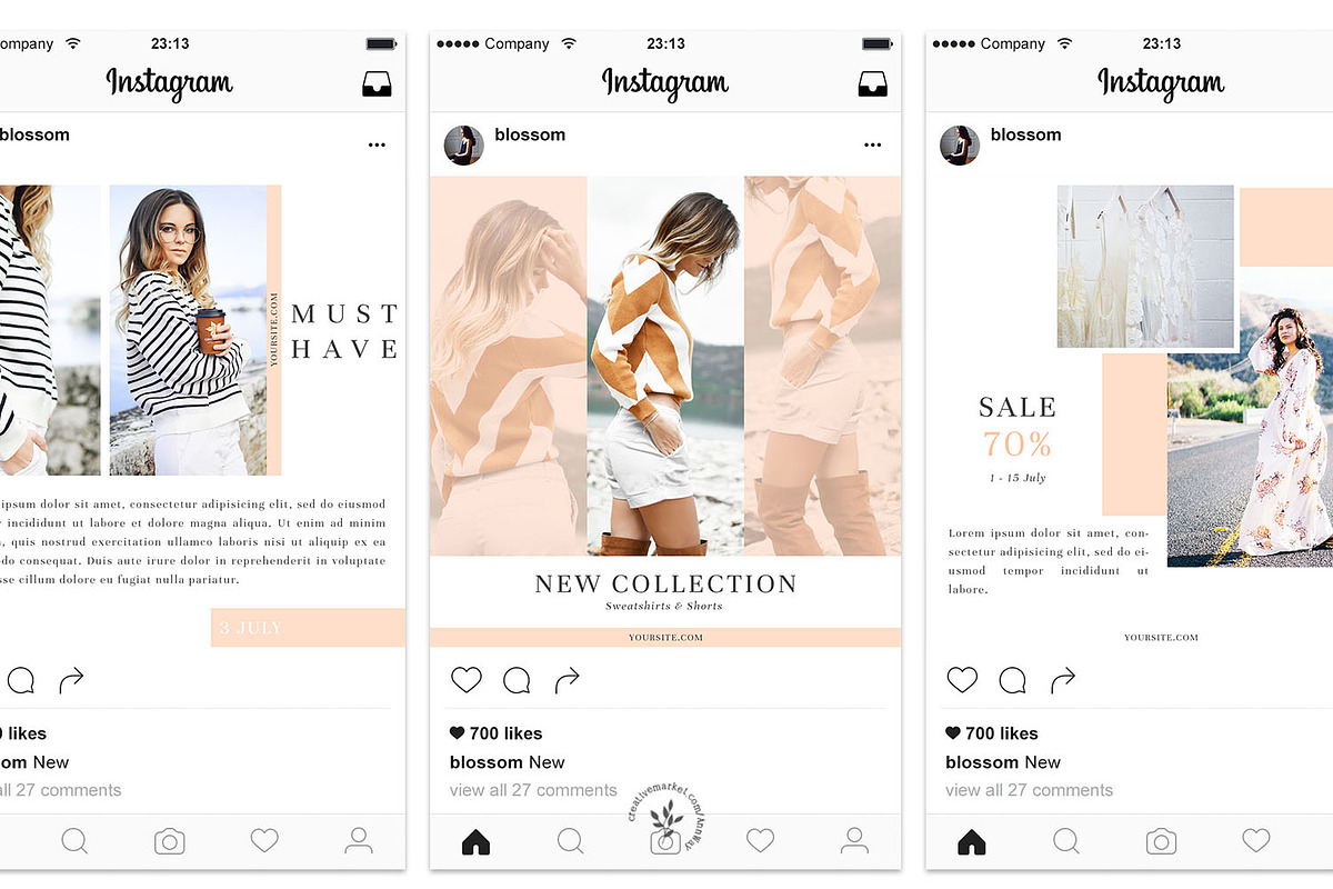 Instagram / Fashion Social Pack 2, a Social Media Template by Blossom (Photo 3 of 6)