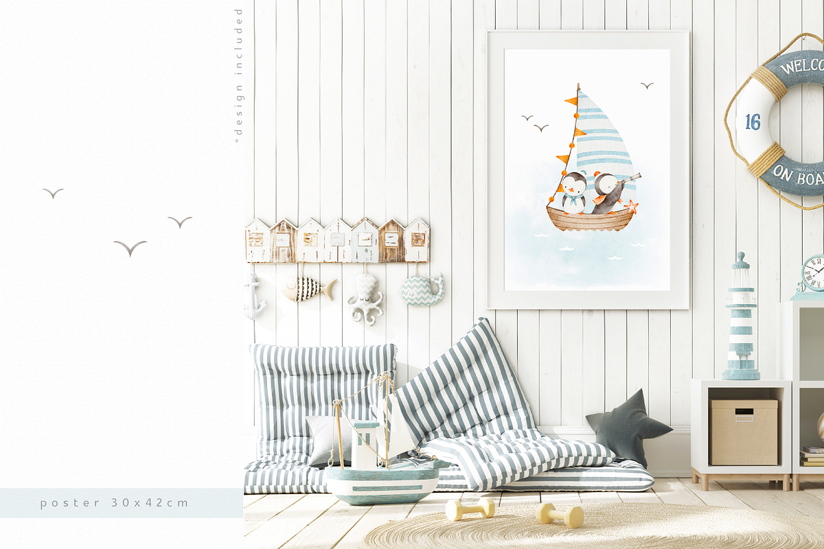 LITTLE SAILOR watercolor set, an Animal Illustration by erasovas (Photo 5 of 12)