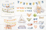 Puppy Dream Baby Watercolor Clipart, an Animal Illustration by Cat In Colour (Thumbnail 7 of 9)