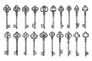 Door locks keys engraving vector set, an Object Illustration by Valerie Bodnar