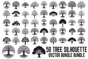 Tree Silhouette Vector Bundle, an Illustration by musafir_fashion