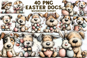 Whimsical Easter Dogs Clipart, an Illustration by Sublimation Artist