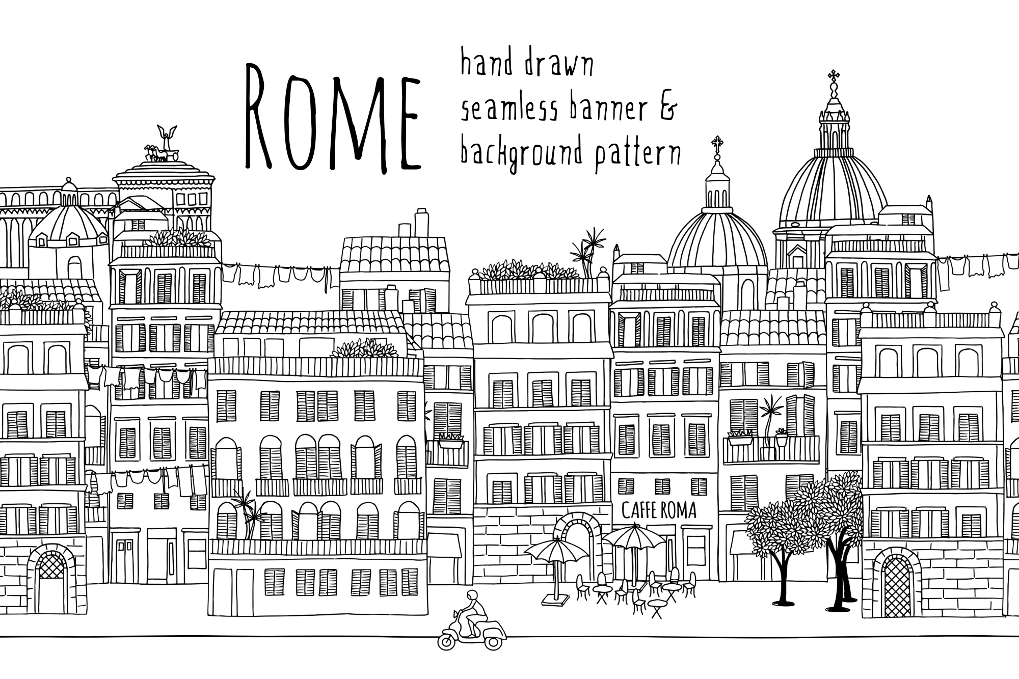 Rome - Seamless Banner & Pattern, an Illustration by Franzi draws