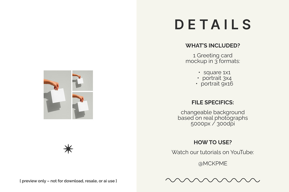 One square 1x1 greeting card mockup, a Merchandise Mockup by MCKP*ME (Photo 2 of 5)