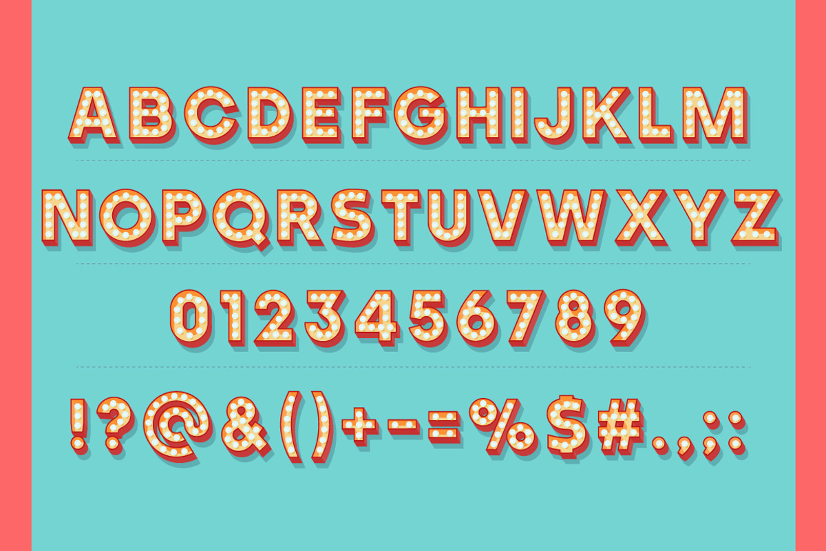 Illustration of flat lamp alphabet 2 preview 2