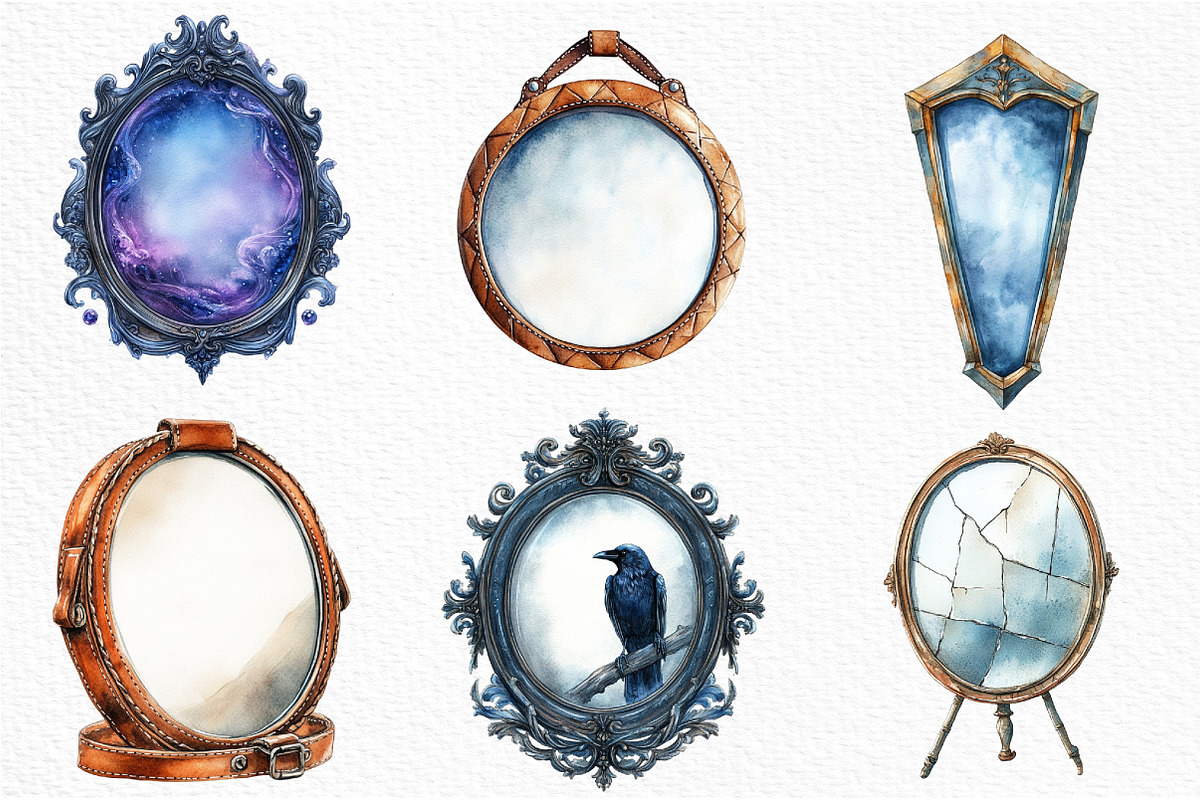 Watercolor Halloween Mirror Clipart, an Illustration by Craft Nest (Photo 4 of 5)
