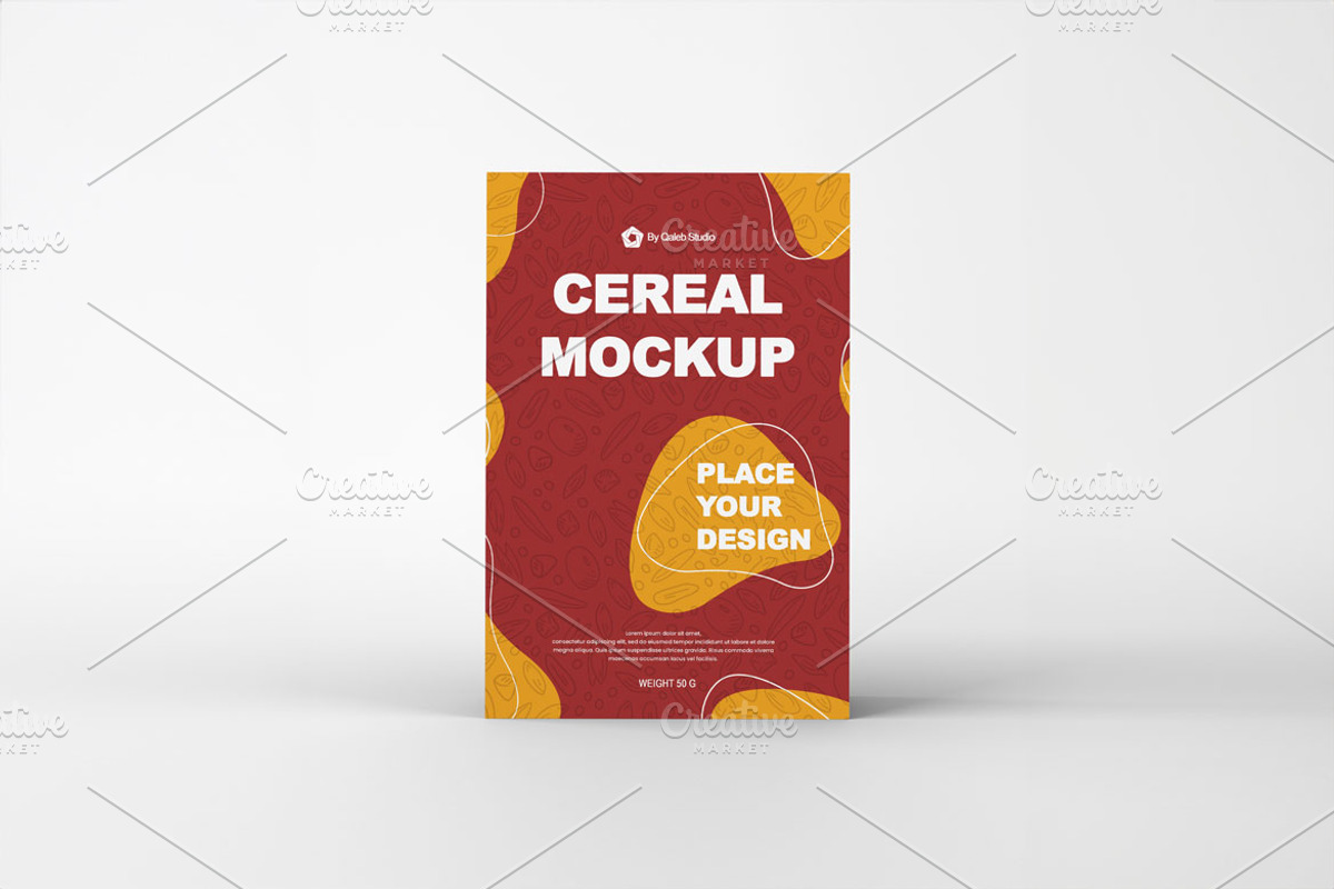 Cereal Box Mockup, a Packaging Mockup by Qaleb Studio