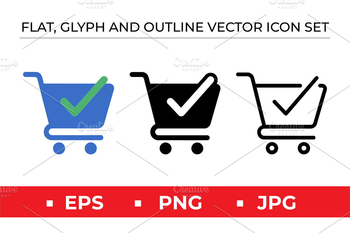 Shopping Cart Check Icons Vector Set, an Outline Icon by Artonix (Photo 1 of 2)