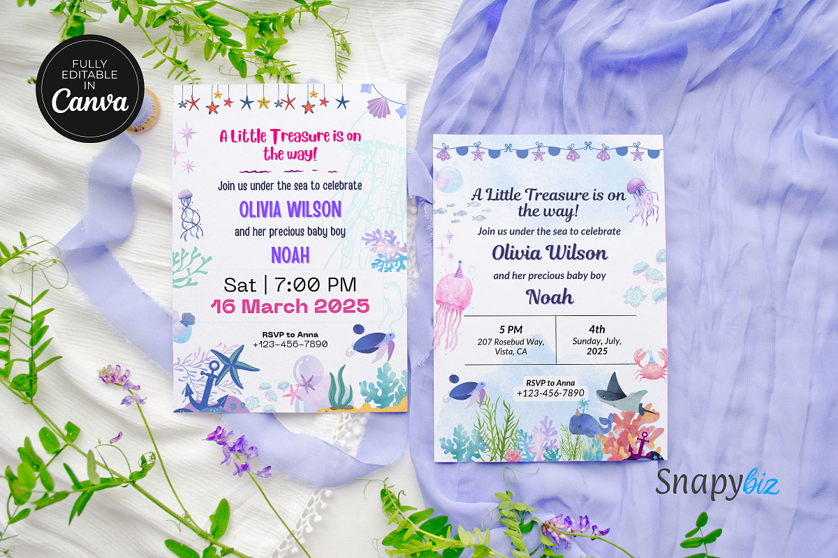 Under The Sea Baby Shower Invitation, an Invitation Template by Snapybiz (Photo 7 of 10)
