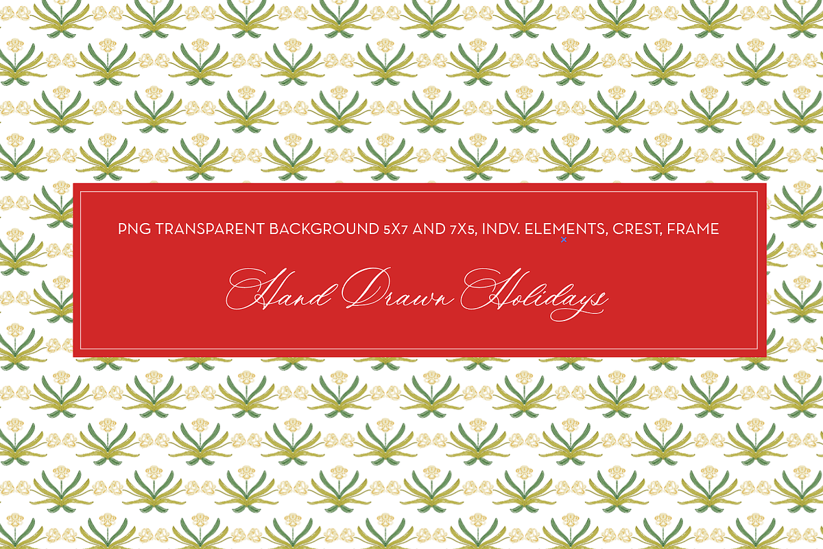 Holiday Magnolia Block Print Set, a Pattern Graphic by SarahOMaryDesigns (Photo 1 of 2)