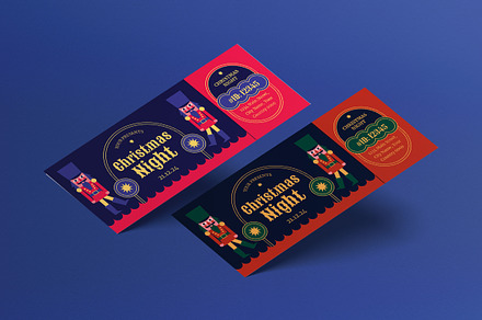 Blue Modern Christmas Night Ticket, a Card Template by graphicook