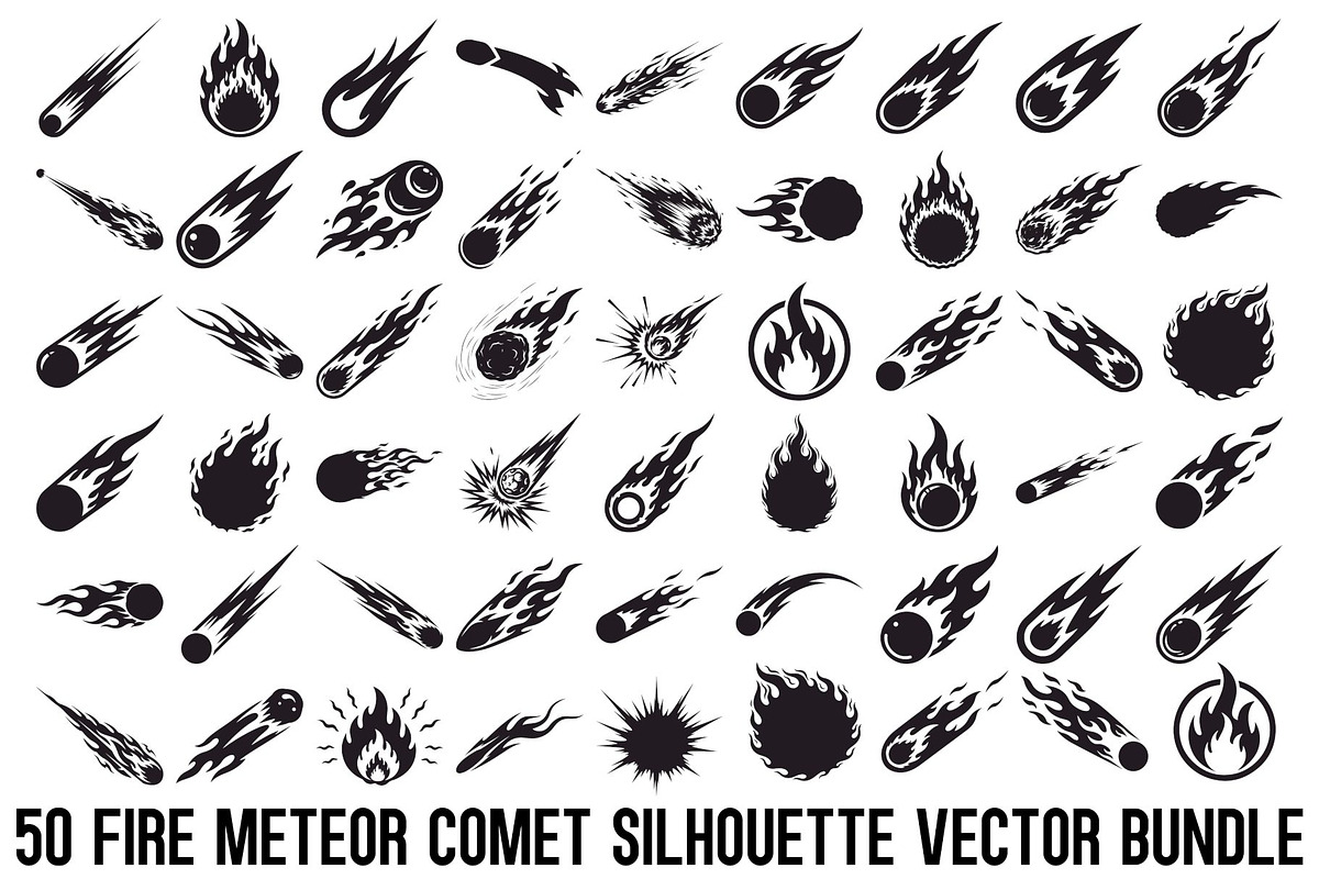 Fire Meteor Comet Silhouette Bundle, an Illustration by Designs_River (Photo 1 of 51)