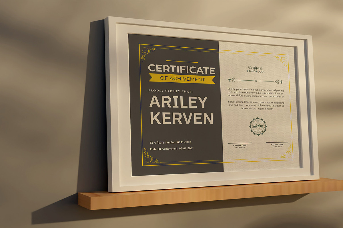 Certificate Of Achievement Design, a Stationery Template by MRI STUDIO (Photo 3 of 12)