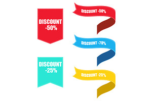 Colorful Discount Labels and Ribbon, an Object Illustration by piter.goskov